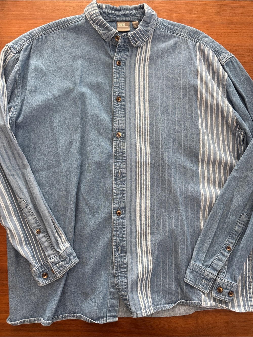 ASOS Light Blue Striped Denim Button-Down Shirt